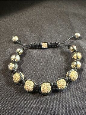 Gold Pavé Bead Macramé Bracelet